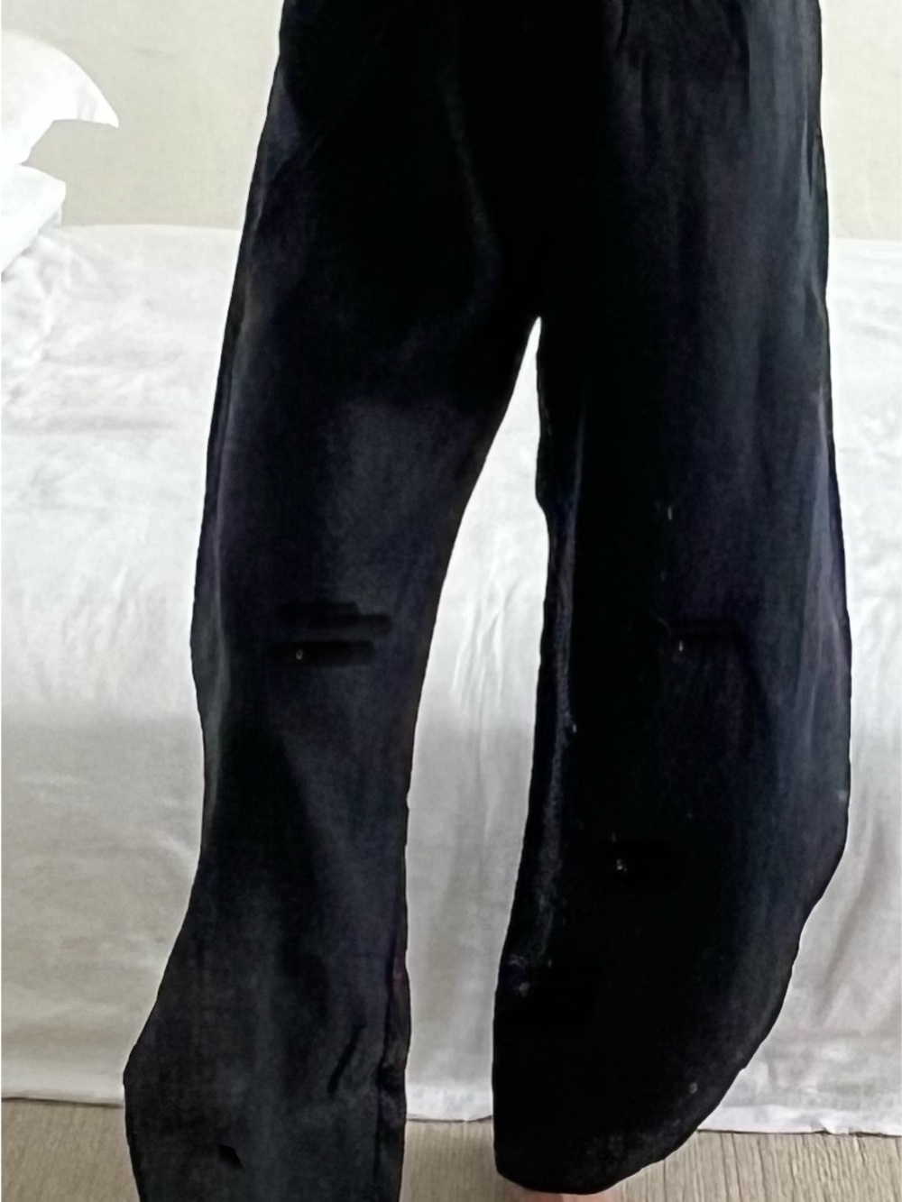 Zara Black 100% linen pants with side silt